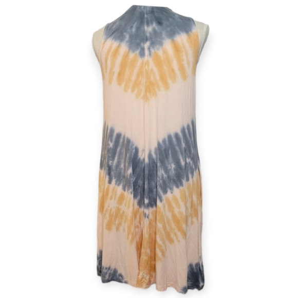 Mud Pie Women's Sundress Tie-dye Lounge Dress Thin Straps Gray Peach w/Pockets - Picture 2 of 5